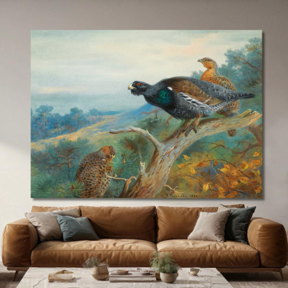 Gallo Cedrone Archibald Thorburn ath34 quadro stampato su tela