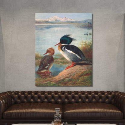 Smergo Dal Petto Rosso Archibald Thorburn ath87 quadro stampato su tela