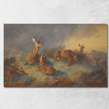 Le Cerve Vigili Archibald Thorburn ath104 quadro stampato su tela