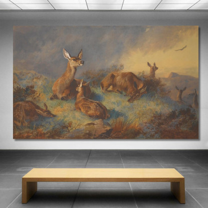 Le Cerve Vigili Archibald Thorburn ath104 quadro stampato su tela