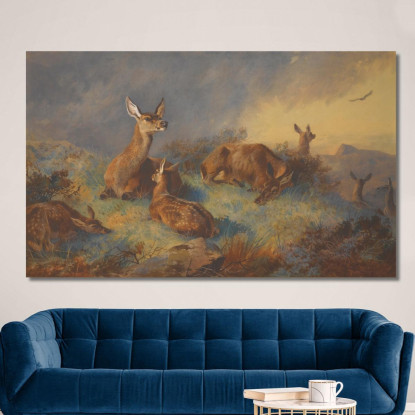 Le Cerve Vigili Archibald Thorburn ath104 quadro stampato su tela