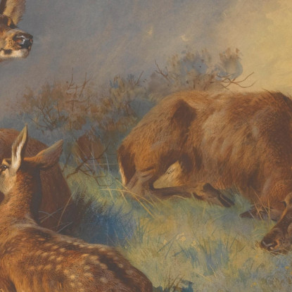 Le Cerve Vigili Archibald Thorburn ath104 quadro stampato su tela