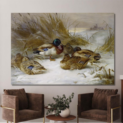 Paesaggio Invernale Con Germano Reale Archibald Thorburn ath111 quadro stampato su tela
