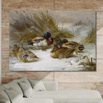 Paesaggio Invernale Con Germano Reale Archibald Thorburn ath111 quadro stampato su tela