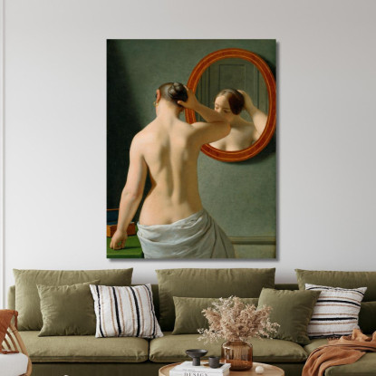 Una Donna Nuda Che Si Pettina Davanti A Uno Specchio Christoffer Wilhelm Eckersberg cwe3 quadro stampato su tela
