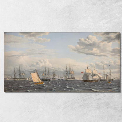 Una Flotta Russa All'Ancora Vicino A Elsinore Christoffer Wilhelm Eckersberg cwe5 quadro stampato su tela