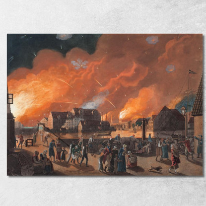 Copenaghen Nella Notte Tra Il 4 E Il 5 Settembre Christoffer Wilhelm Eckersberg cwe32 quadro stampato su tela