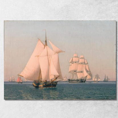 Navi A Vela Con Brezza Leggera In Un Chiaro Pomeriggio Estivo Christoffer Wilhelm Eckersberg cwe62 quadro stampato su tela