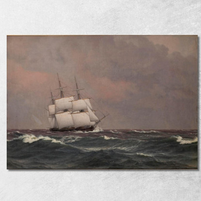 La Corvetta Najaden In Mare Agitato Christoffer Wilhelm Eckersberg cwe70 quadro stampato su tela