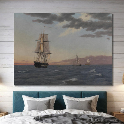 La Corvetta Galathea Ferma Per Inviare Aiuto Al Brigantino St. Jean Christoffer Wilhelm Eckersberg cwe74 quadro stampato su tel