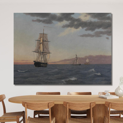 La Corvetta Galathea Ferma Per Inviare Aiuto Al Brigantino St. Jean Christoffer Wilhelm Eckersberg cwe74 quadro stampato su tel