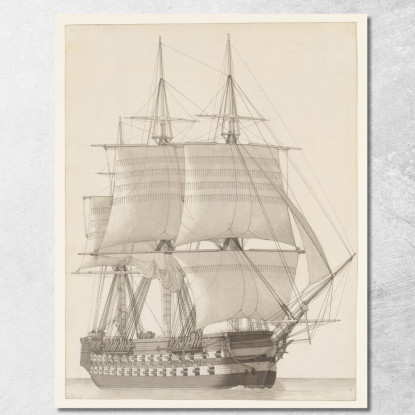 Nave Da Linea Russa Christoffer Wilhelm Eckersberg cwe87 quadro stampato su tela