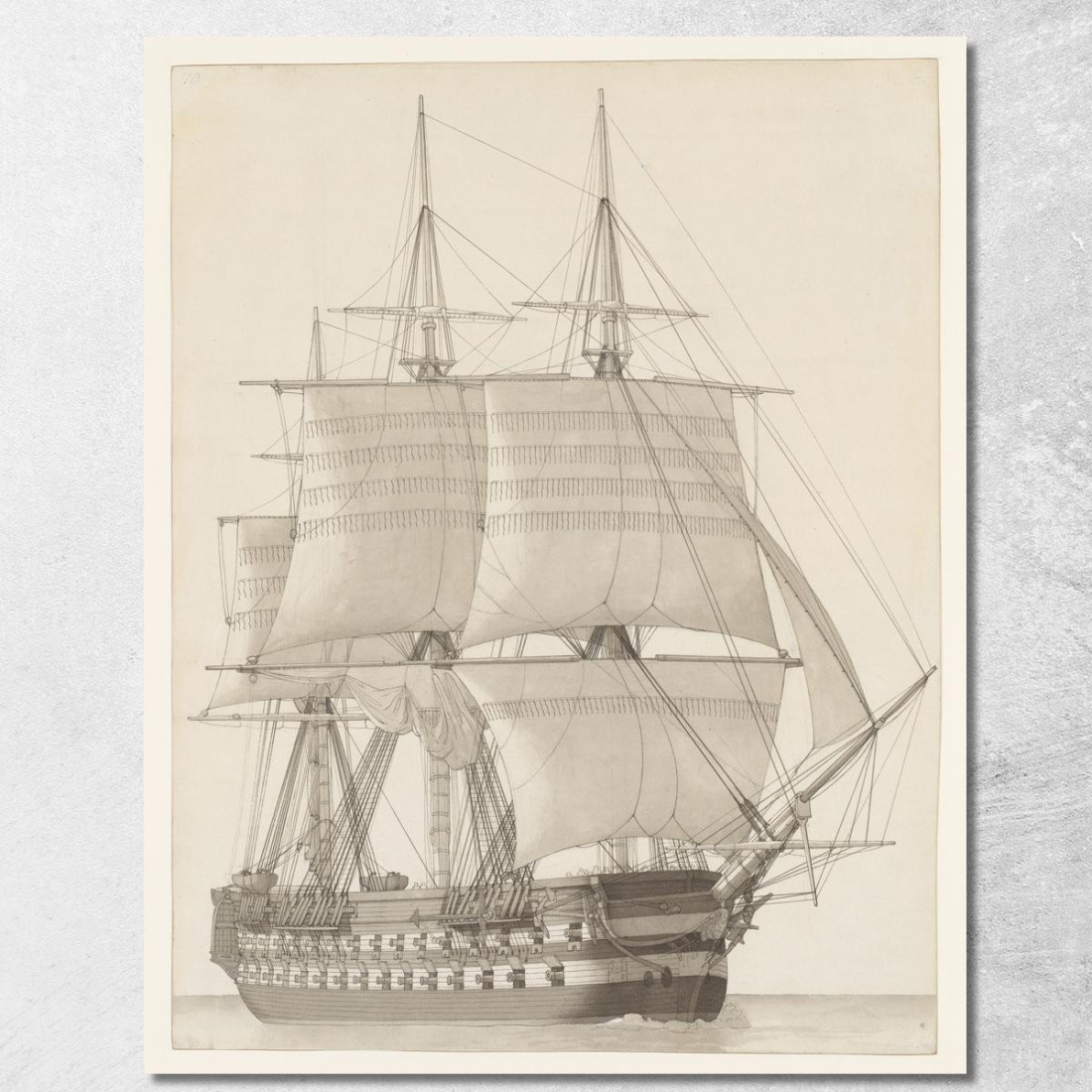 Nave Da Linea Russa Christoffer Wilhelm Eckersberg cwe87 quadro stampato su tela