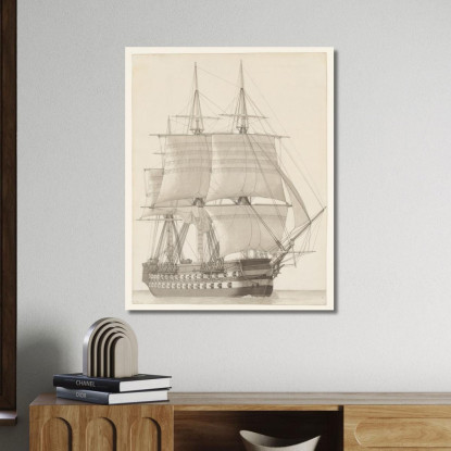Nave Da Linea Russa Christoffer Wilhelm Eckersberg cwe87 quadro stampato su tela