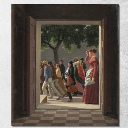 Veduta Attraverso Una Porta Verso Figure In Movimento Christoffer Wilhelm Eckersberg cwe101 quadro stampato su tela