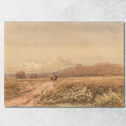 Cavaliere Su Un Sentiero Vicino Al Castello Di Bolsover Derbyshire David Cox dcx25 quadro stampato su tela