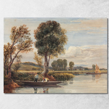 Sul Tamigi David Cox dcx36 quadro stampato su tela