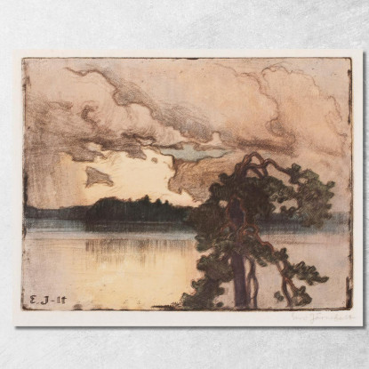 Paisaje Lacustre Al Atardecer Eero Järnefelt ejr18 cuadro en lienzo