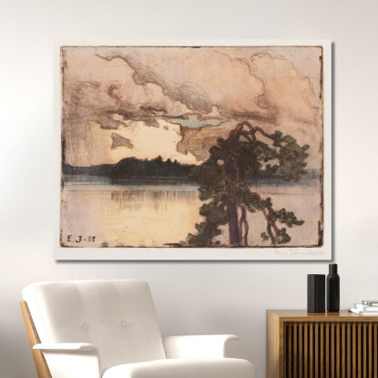 Paisaje Lacustre Al Atardecer Eero Järnefelt ejr18 cuadro en lienzo