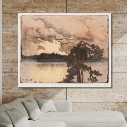 Paisaje Lacustre Al Atardecer Eero Järnefelt ejr18 cuadro en lienzo