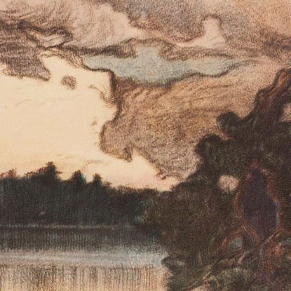 Paisaje Lacustre Al Atardecer Eero Järnefelt ejr18 cuadro en lienzo