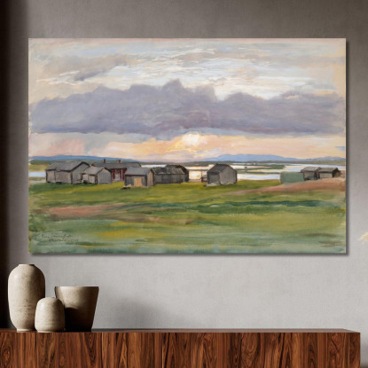 Edificios En La Orilla De Muonio Eero Järnefelt ejr31 cuadro en lienzo