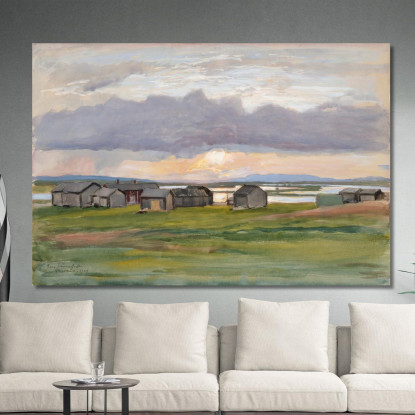 Edificios En La Orilla De Muonio Eero Järnefelt ejr31 cuadro en lienzo