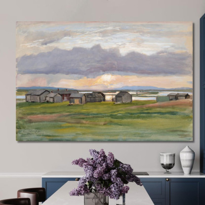 Edificios En La Orilla De Muonio Eero Järnefelt ejr31 cuadro en lienzo