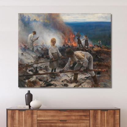 Bajo El Yugo: Quemando El Matorral Eero Järnefelt ejr38 cuadro en lienzo