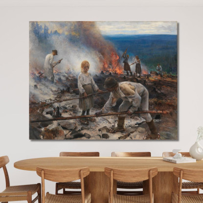 Bajo El Yugo: Quemando El Matorral Eero Järnefelt ejr38 cuadro en lienzo