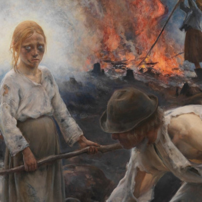 Bajo El Yugo: Quemando El Matorral Eero Järnefelt ejr38 cuadro en lienzo