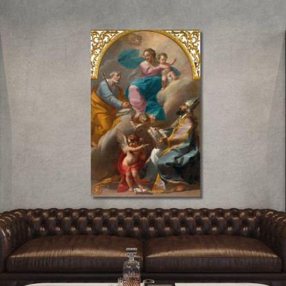 La Sacra Famiglia Con Sant'Agostino Gaetano Gandolfi ggn13 quadro stampato su tela