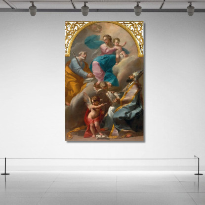 La Sacra Famiglia Con Sant'Agostino Gaetano Gandolfi ggn13 quadro stampato su tela