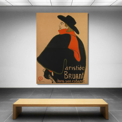 Aristide Bruant Nel Suo Cabaret Henri de Toulouse-Lautrec htl7 quadro stampato su tela