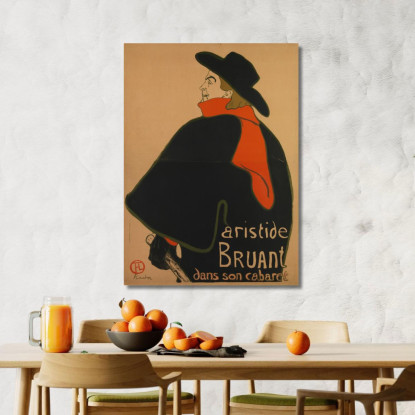 Aristide Bruant Nel Suo Cabaret Henri de Toulouse-Lautrec htl7 quadro stampato su tela