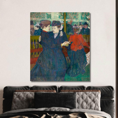 Al Moulin Rouge - Due Donne Che Ballano Il Valzer Henri de Toulouse-Lautrec htl15 quadro stampato su tela