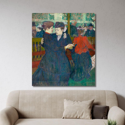 Al Moulin Rouge - Due Donne Che Ballano Il Valzer Henri de Toulouse-Lautrec htl15 quadro stampato su tela