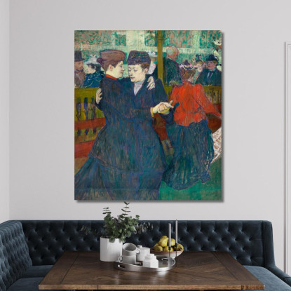Al Moulin Rouge - Due Donne Che Ballano Il Valzer Henri de Toulouse-Lautrec htl15 quadro stampato su tela