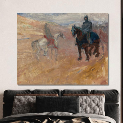 Due Cavalieri In Armatura Henri de Toulouse-Lautrec htl31 quadro stampato su tela
