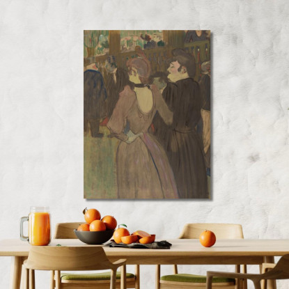 La Goulue E Sua Sorella Henri de Toulouse-Lautrec htl51 quadro stampato su tela