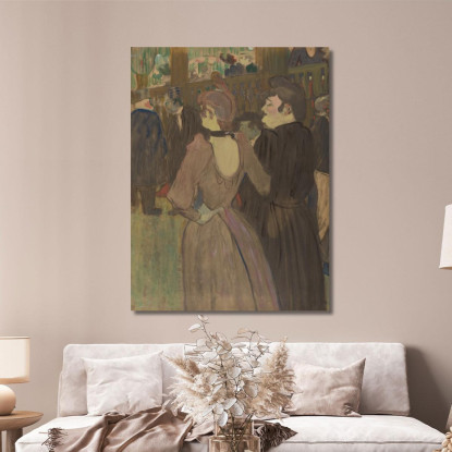 La Goulue E Sua Sorella Henri de Toulouse-Lautrec htl51 quadro stampato su tela