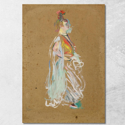 La Goulue In Costume Da Almée Henri de Toulouse-Lautrec htl52 quadro stampato su tela
