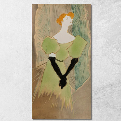 Yvette Guilbert Henri de Toulouse-Lautrec htl114 quadro stampato su tela