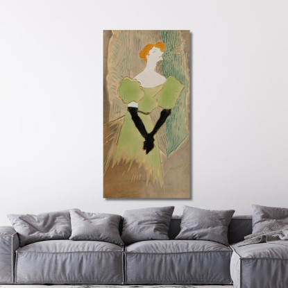 Yvette Guilbert Henri de Toulouse-Lautrec htl114 quadro stampato su tela