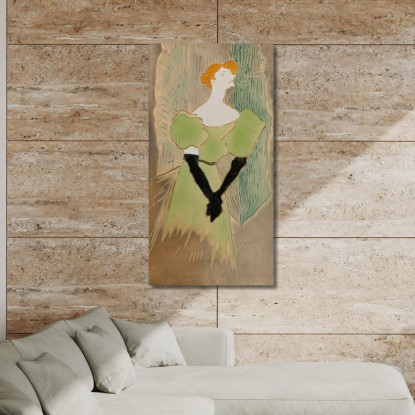 Yvette Guilbert Henri de Toulouse-Lautrec htl114 quadro stampato su tela
