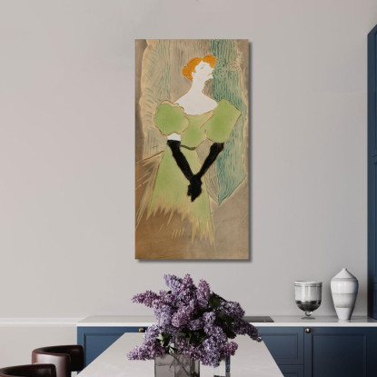Yvette Guilbert Henri de Toulouse-Lautrec htl114 quadro stampato su tela