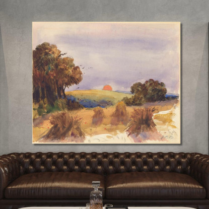 Un Campo Di Grano Al Tramonto Hercules Brabazon Brabazon hbb3 quadro stampato su tela