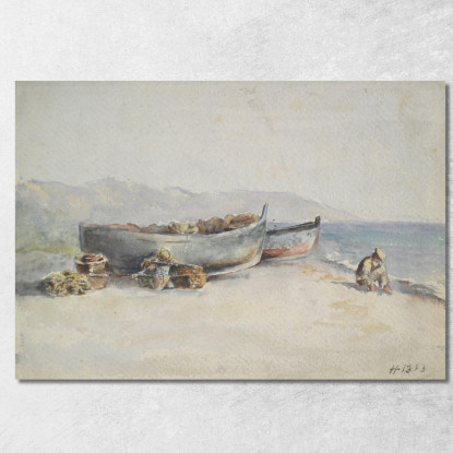 Barche Da Pesca Sulla Riva Hercules Brabazon Brabazon hbb26 quadro stampato su tela