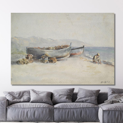 Barche Da Pesca Sulla Riva Hercules Brabazon Brabazon hbb26 quadro stampato su tela