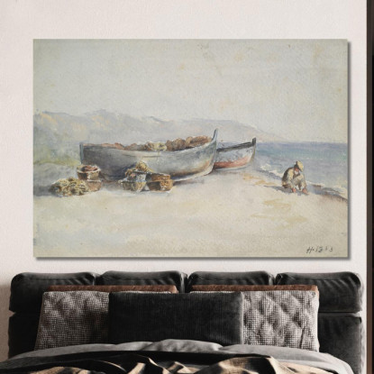 Barche Da Pesca Sulla Riva Hercules Brabazon Brabazon hbb26 quadro stampato su tela